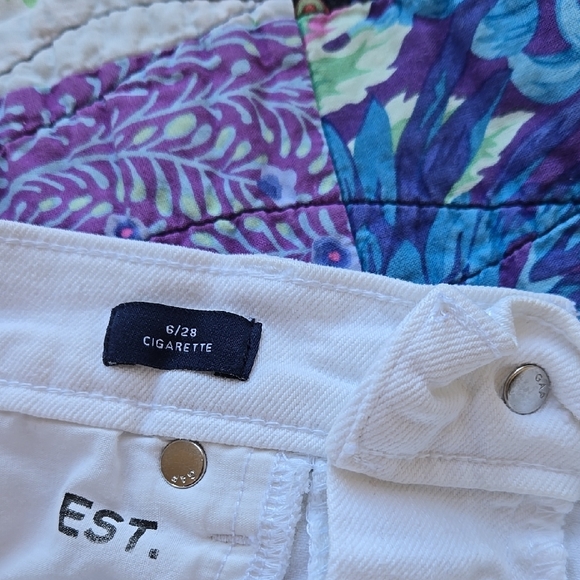 Gap High Rise White Button Fly Vintage Slim Jeans 6 Minimalist Slim Straight - Picture 4 of 11